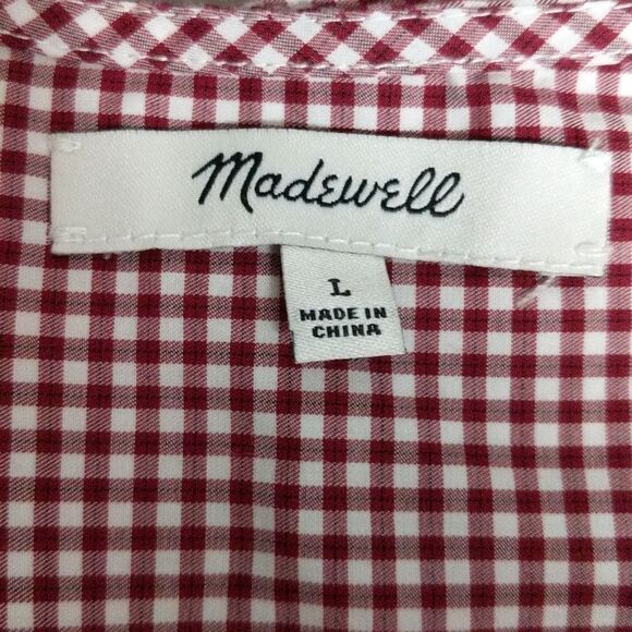 Madewell cropped Wrap Top in red white Gingham Check L - Picture 4 of 8